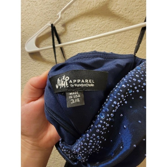 Jump Apparel Formal Dress Blue With Jeweled Bust Size 3/4 Made In The USA - Picture 3 of 4